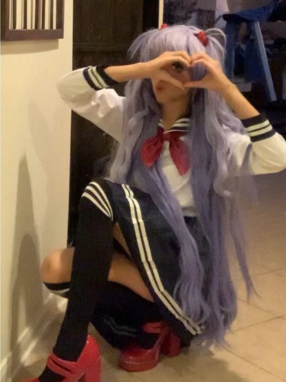 Long Lavender Anime-Style Synthetic Wig for Women’s Costume